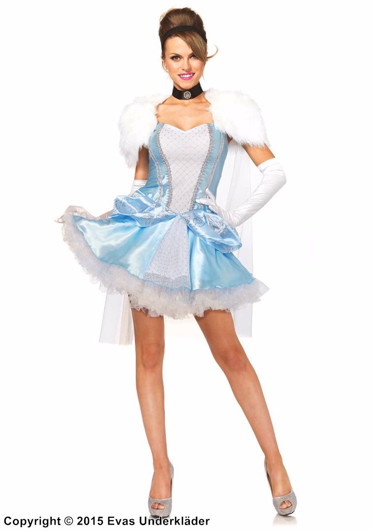 Cinderella, costume dress, faux fur, glitter